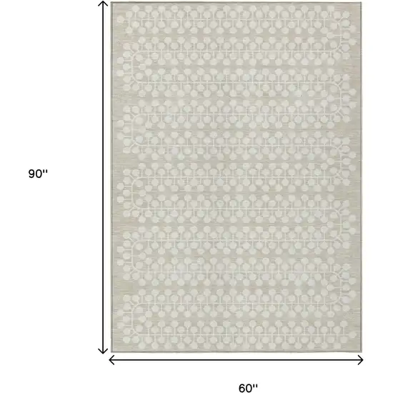 Beige And Ivory Geometric Washable Indoor Outdoor Area Rug Photo 3