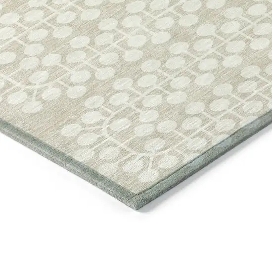 Beige And Ivory Geometric Washable Indoor Outdoor Area Rug Photo 5