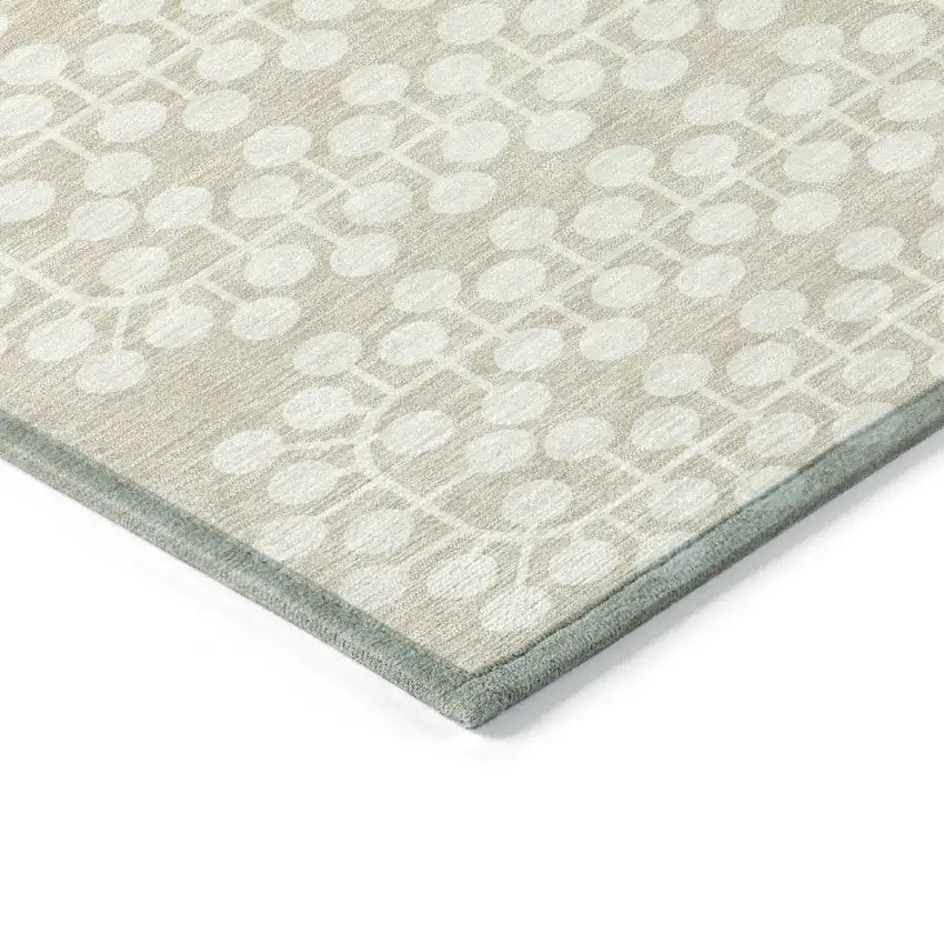 Beige And Ivory Geometric Washable Indoor Outdoor Area Rug Photo 5