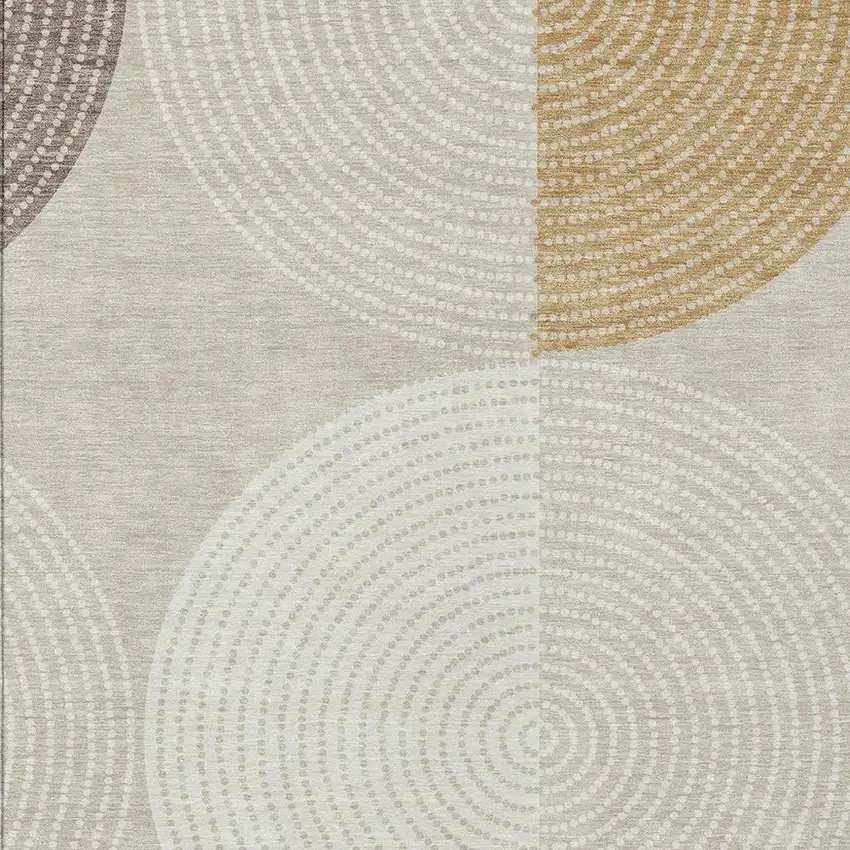 Beige And Ivory Geometric Washable Indoor Outdoor Area Rug Photo 6