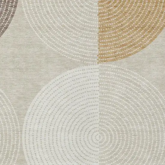 Beige And Ivory Geometric Washable Indoor Outdoor Area Rug Photo 7