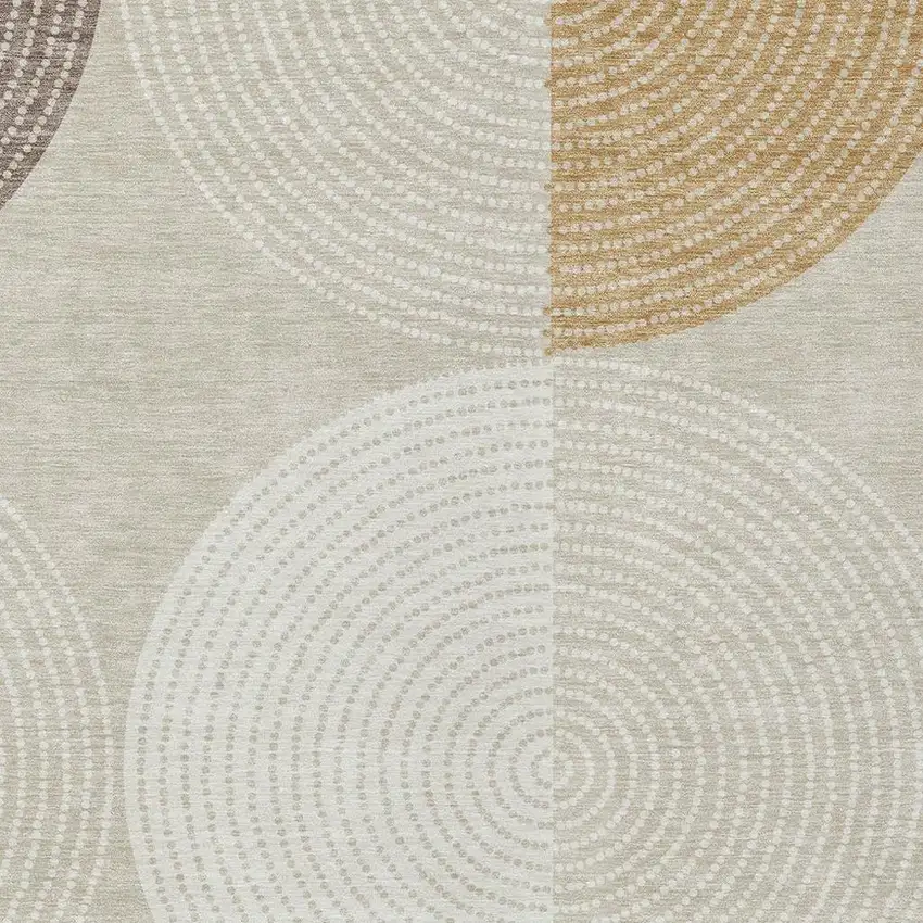 Beige And Ivory Geometric Washable Indoor Outdoor Area Rug Photo 7