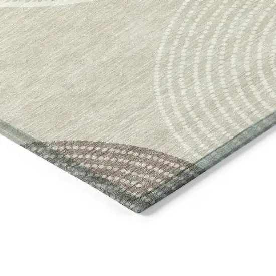 Beige And Ivory Geometric Washable Indoor Outdoor Area Rug Photo 4