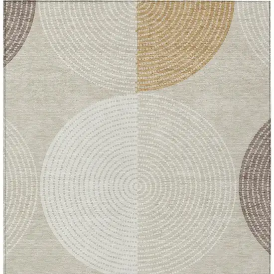 Beige And Ivory Geometric Washable Indoor Outdoor Area Rug Photo 5