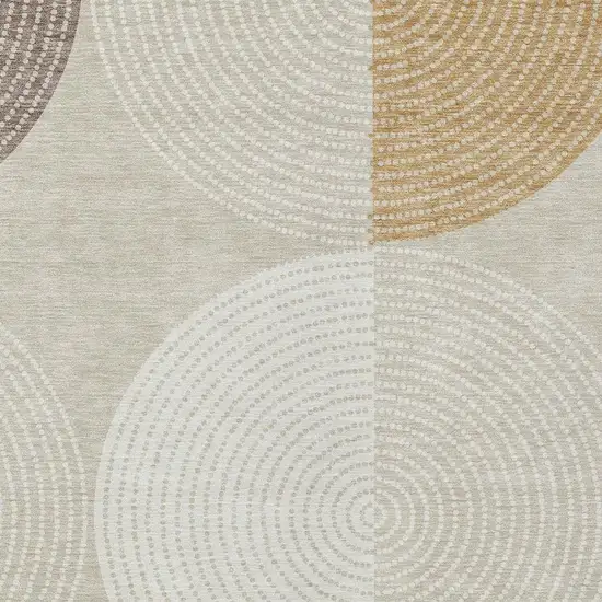 Beige And Ivory Geometric Washable Indoor Outdoor Area Rug Photo 6