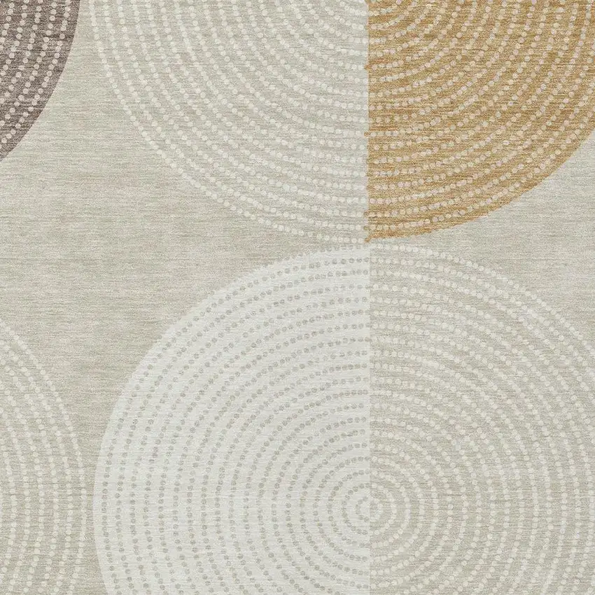 Beige And Ivory Geometric Washable Indoor Outdoor Area Rug Photo 6