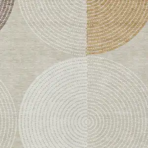 Photo of Beige And Ivory Geometric Washable Indoor Outdoor Area Rug