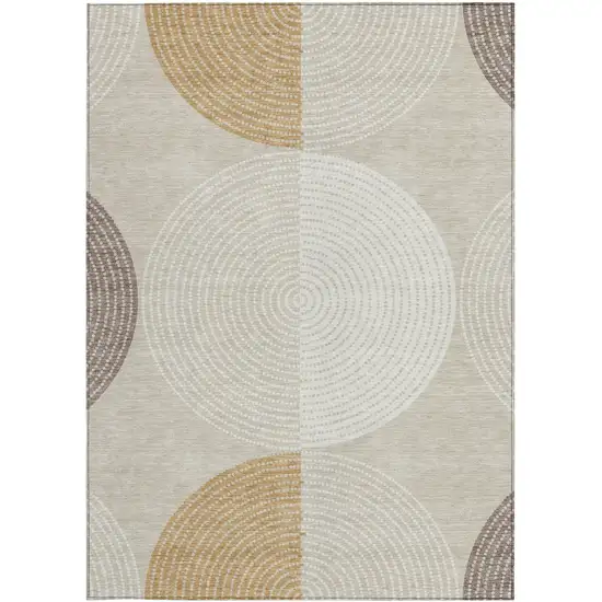 Beige And Ivory Geometric Washable Indoor Outdoor Area Rug Photo 2