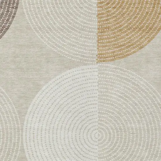 Beige And Ivory Geometric Washable Indoor Outdoor Area Rug Photo 7