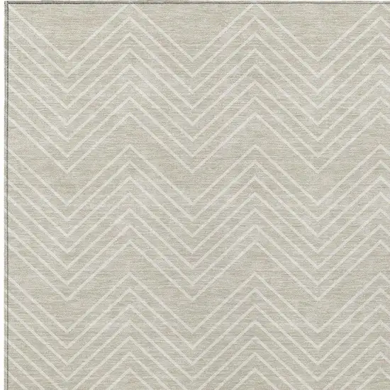 Beige And Ivory Geometric Washable Indoor Outdoor Area Rug Photo 2