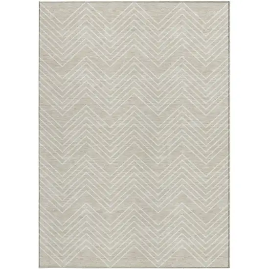 Beige And Ivory Geometric Washable Indoor Outdoor Area Rug Photo 3