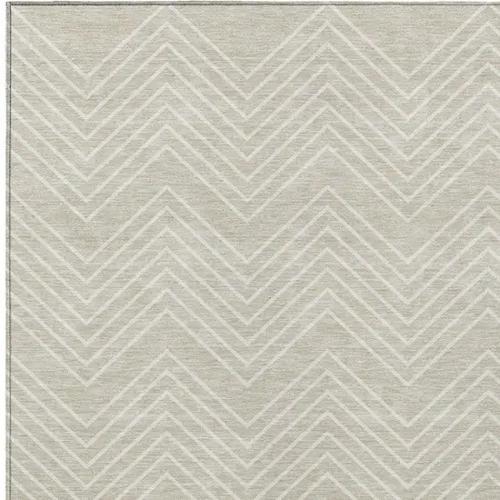 Beige And Ivory Geometric Washable Indoor Outdoor Area Rug Photo 2