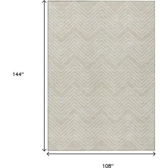 Beige And Ivory Geometric Washable Indoor Outdoor Area Rug Photo 7