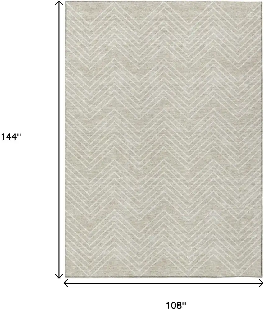 Beige And Ivory Geometric Washable Indoor Outdoor Area Rug Photo 7