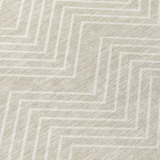 Beige And Ivory Geometric Washable Indoor Outdoor Area Rug Photo 6