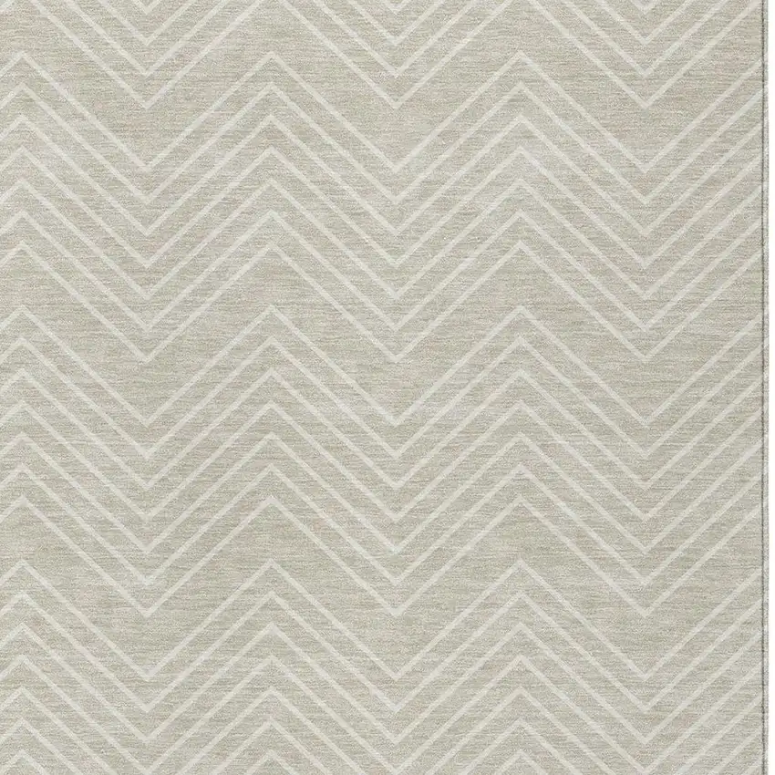Beige And Ivory Geometric Washable Indoor Outdoor Area Rug Photo 2