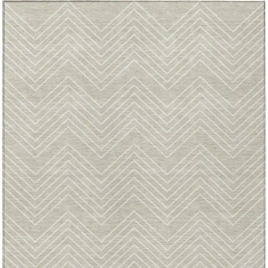 Beige And Ivory Geometric Washable Indoor Outdoor Area Rug Photo 3
