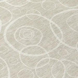 Photo of Beige And Ivory Geometric Washable Indoor Outdoor Area Rug