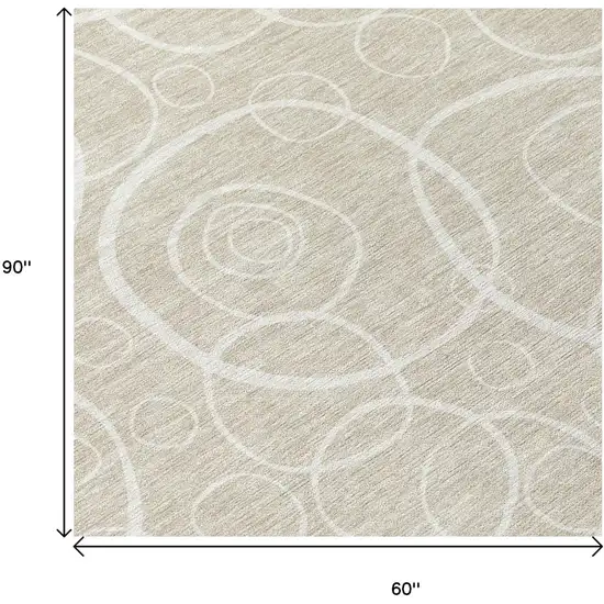Beige And Ivory Geometric Washable Indoor Outdoor Area Rug Photo 6
