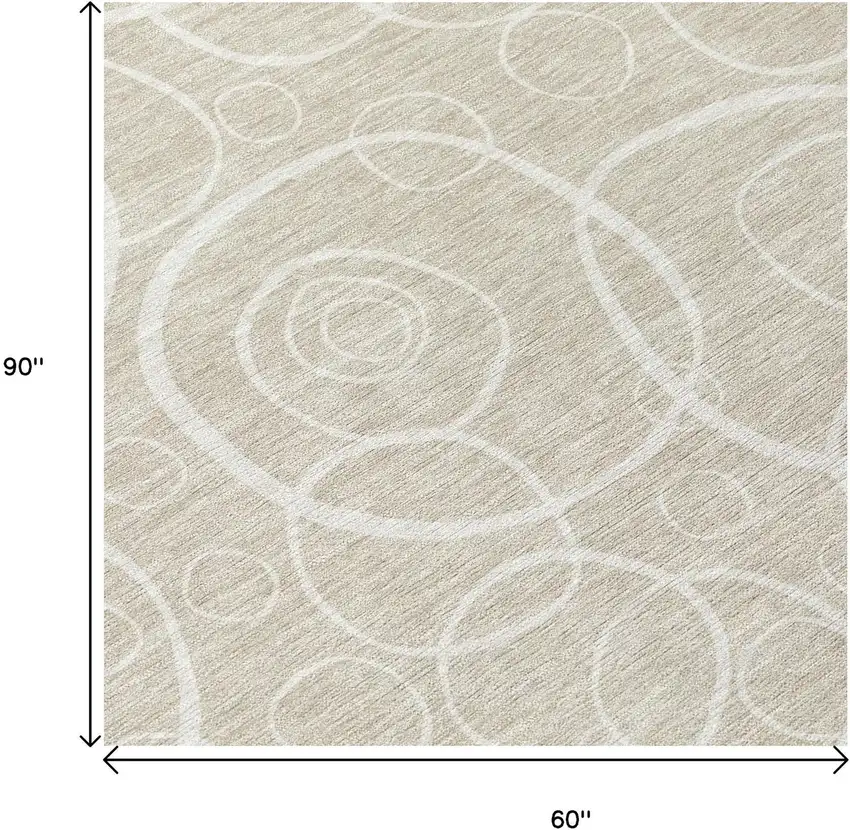 Beige And Ivory Geometric Washable Indoor Outdoor Area Rug Photo 6