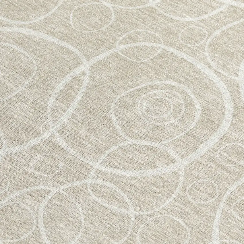 Beige And Ivory Geometric Washable Indoor Outdoor Area Rug Photo 3