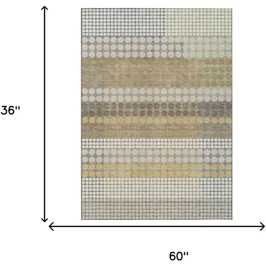 Beige And Ivory Geometric Washable Indoor Outdoor Area Rug Photo 6