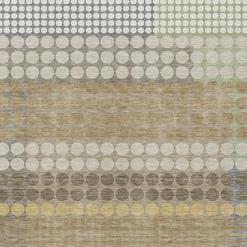 Beige And Ivory Geometric Washable Indoor Outdoor Area Rug Photo 2