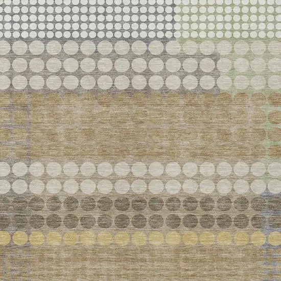 Beige And Ivory Geometric Washable Indoor Outdoor Area Rug Photo 2