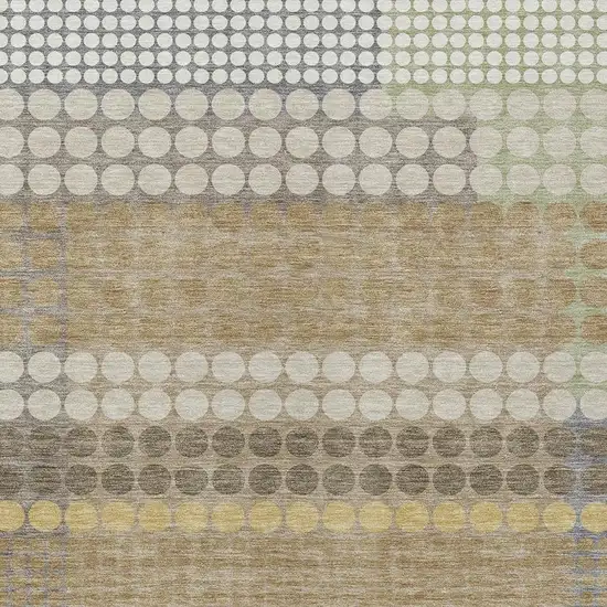 Beige And Ivory Geometric Washable Indoor Outdoor Area Rug Photo 2