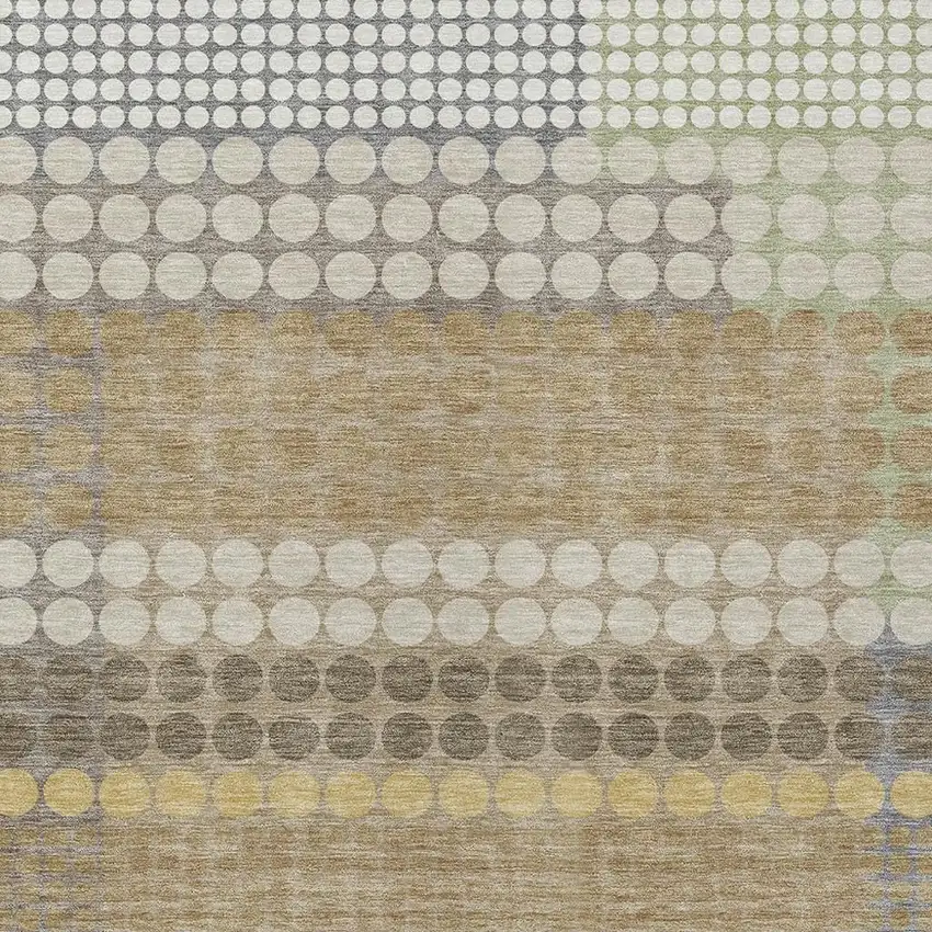 Beige And Ivory Geometric Washable Indoor Outdoor Area Rug Photo 2