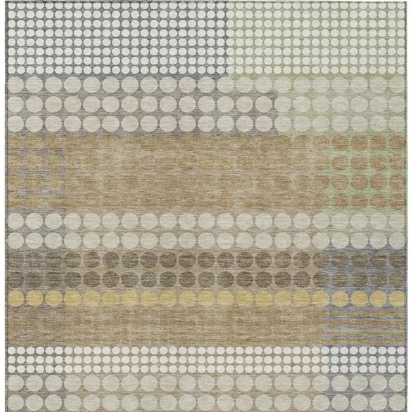 Beige And Ivory Geometric Washable Indoor Outdoor Area Rug Photo 3