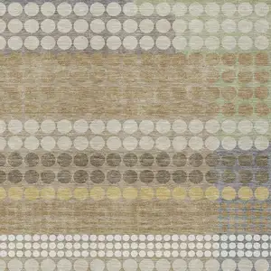 Photo of Beige And Ivory Geometric Washable Indoor Outdoor Area Rug