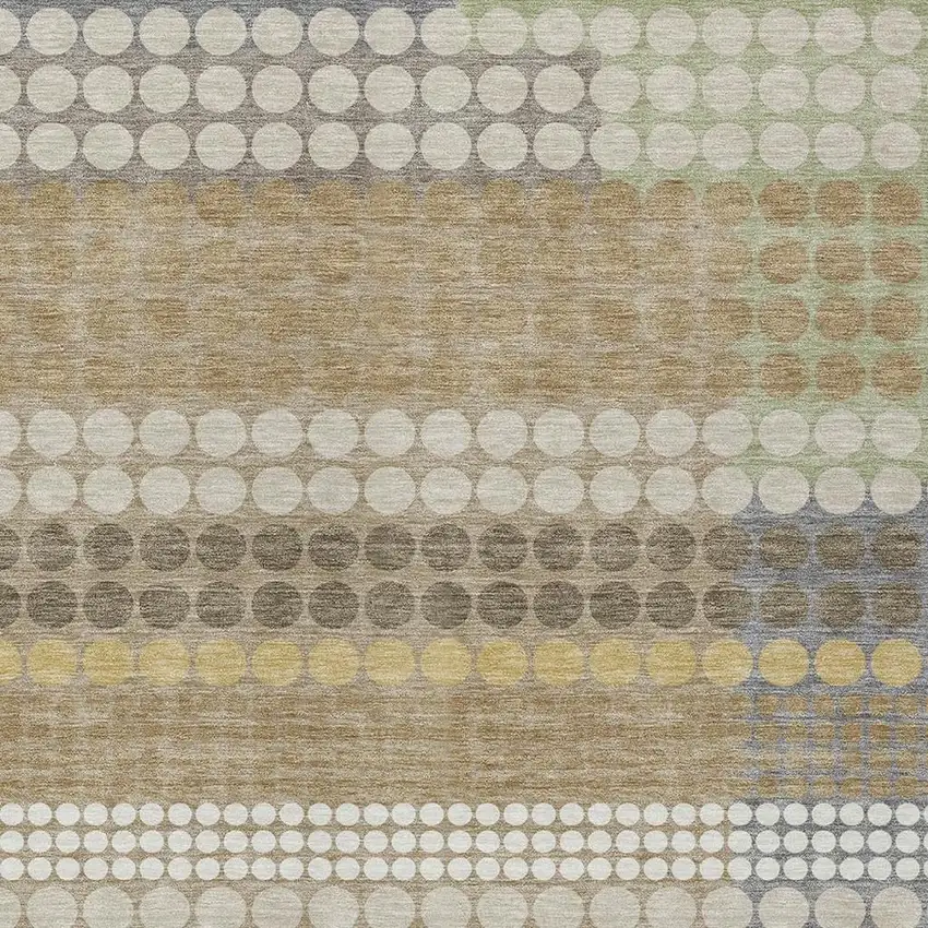Beige And Ivory Geometric Washable Indoor Outdoor Area Rug Photo 2