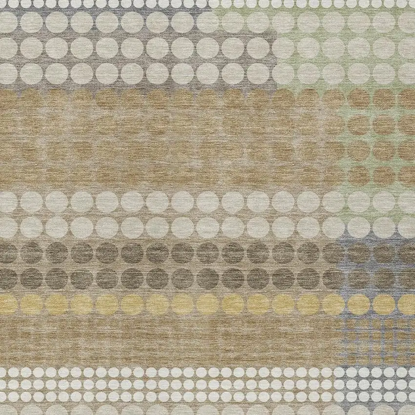 Beige And Ivory Geometric Washable Indoor Outdoor Area Rug Photo 2