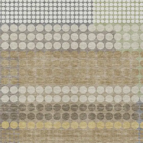 Beige And Ivory Geometric Washable Indoor Outdoor Area Rug Photo 2