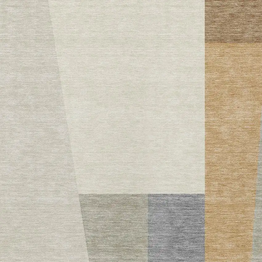 Beige And Ivory Geometric Washable Indoor Outdoor Area Rug Photo 2