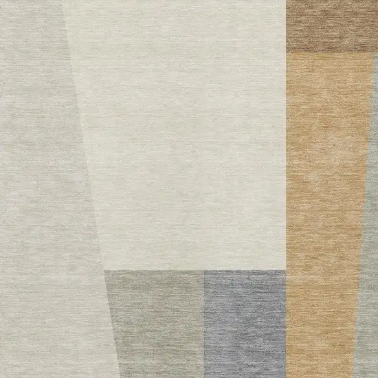 Beige And Ivory Geometric Washable Indoor Outdoor Area Rug Photo 2