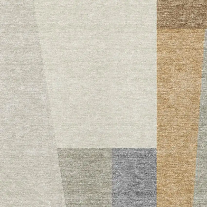 Beige And Ivory Geometric Washable Indoor Outdoor Area Rug Photo 2