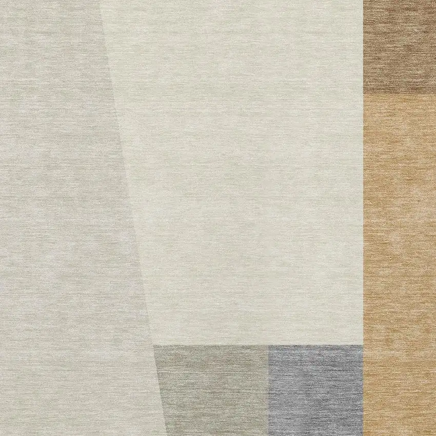 Beige And Ivory Geometric Washable Indoor Outdoor Area Rug Photo 2