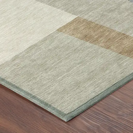 Beige And Ivory Geometric Washable Indoor Outdoor Area Rug Photo 8