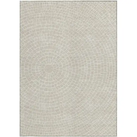 Beige And Ivory Geometric Washable Indoor Outdoor Area Rug Photo 3