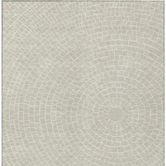 Beige And Ivory Geometric Washable Indoor Outdoor Area Rug Photo 3