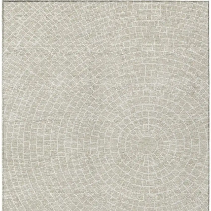 Beige And Ivory Geometric Washable Indoor Outdoor Area Rug Photo 3