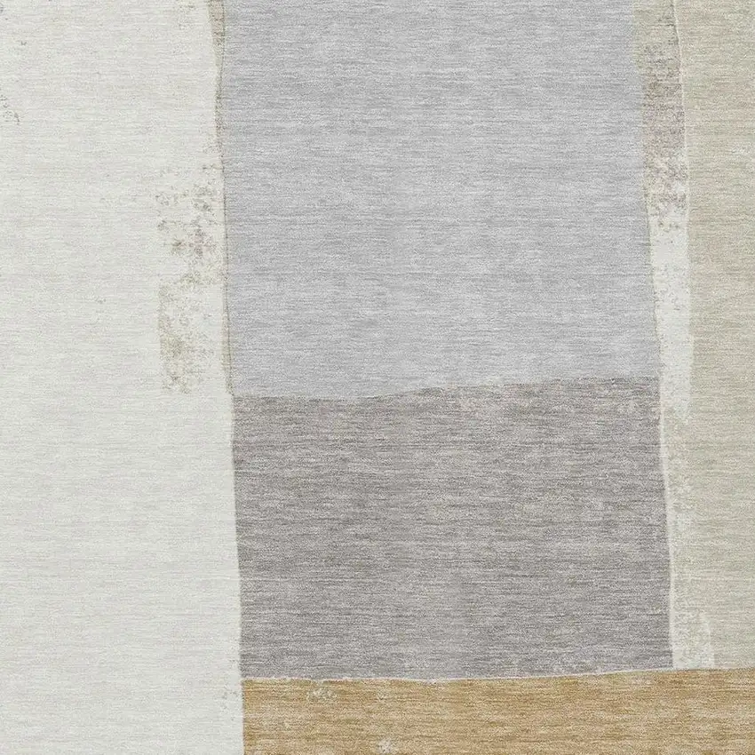 Beige And Ivory Geometric Washable Indoor Outdoor Area Rug Photo 2