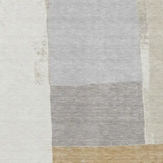 Beige And Ivory Geometric Washable Indoor Outdoor Area Rug Photo 2