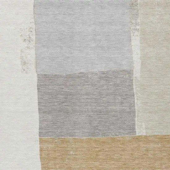Beige And Ivory Geometric Washable Indoor Outdoor Area Rug Photo 2