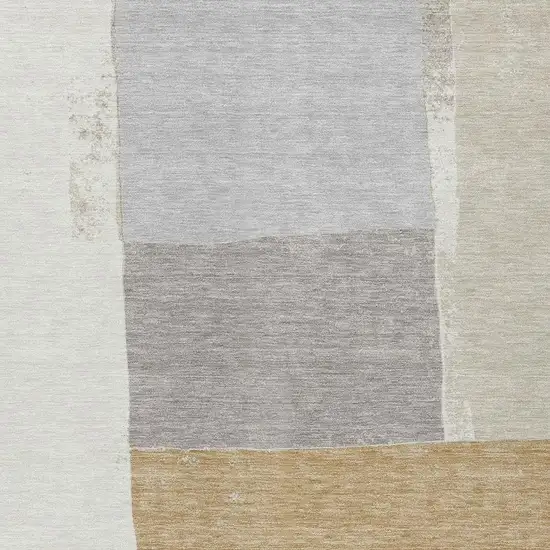 Beige And Ivory Geometric Washable Indoor Outdoor Area Rug Photo 2