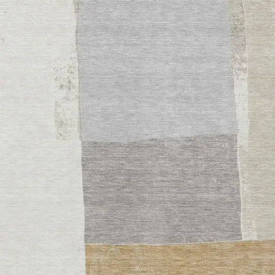 Beige And Ivory Geometric Washable Indoor Outdoor Area Rug Photo 2