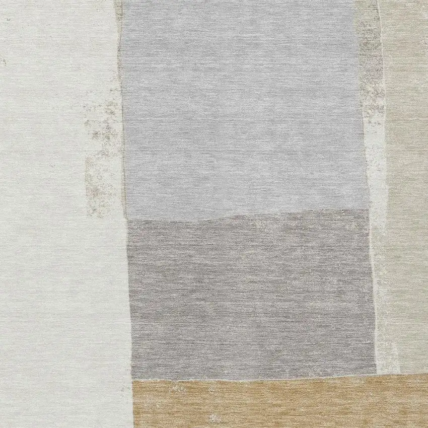 Beige And Ivory Geometric Washable Indoor Outdoor Area Rug Photo 2