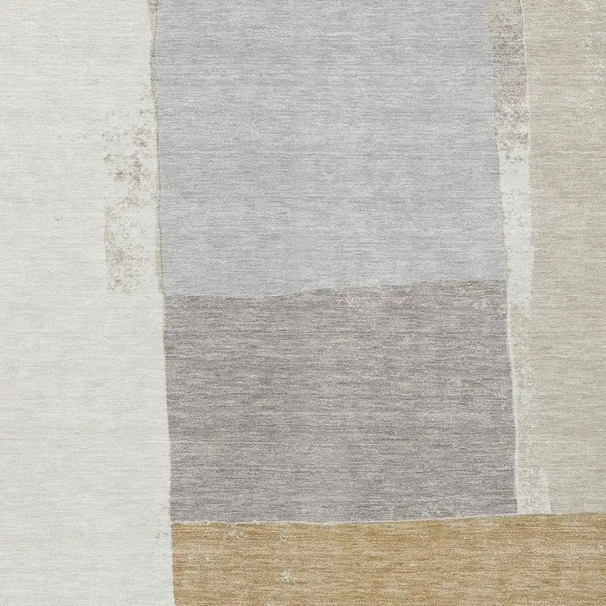 Beige And Ivory Geometric Washable Indoor Outdoor Area Rug Photo 2